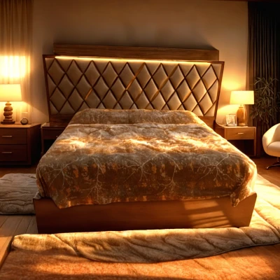 Luxury Upholstered Bed with Diamond Headboard